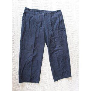 Eileen Fisher cotton Navy Blue Crop Pants Size XL Pockets modest neutral office